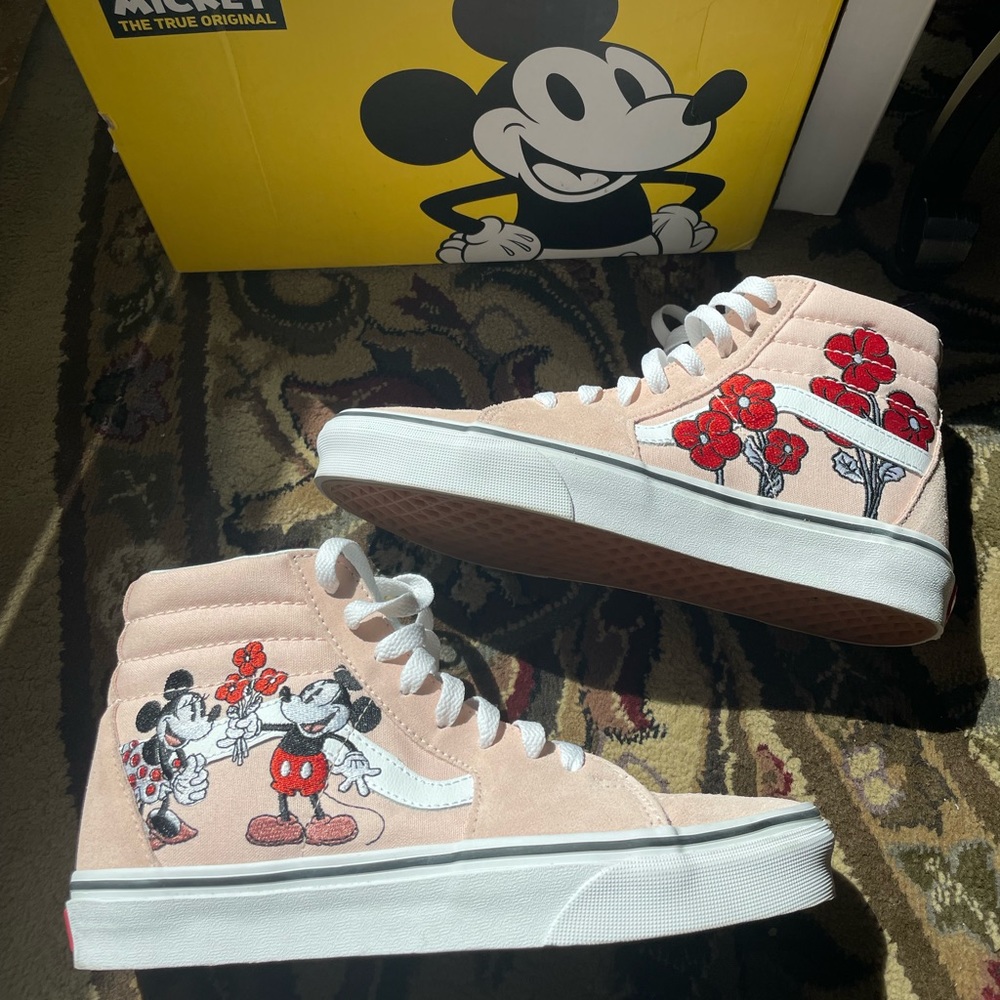 Pink suede Vans sneakers